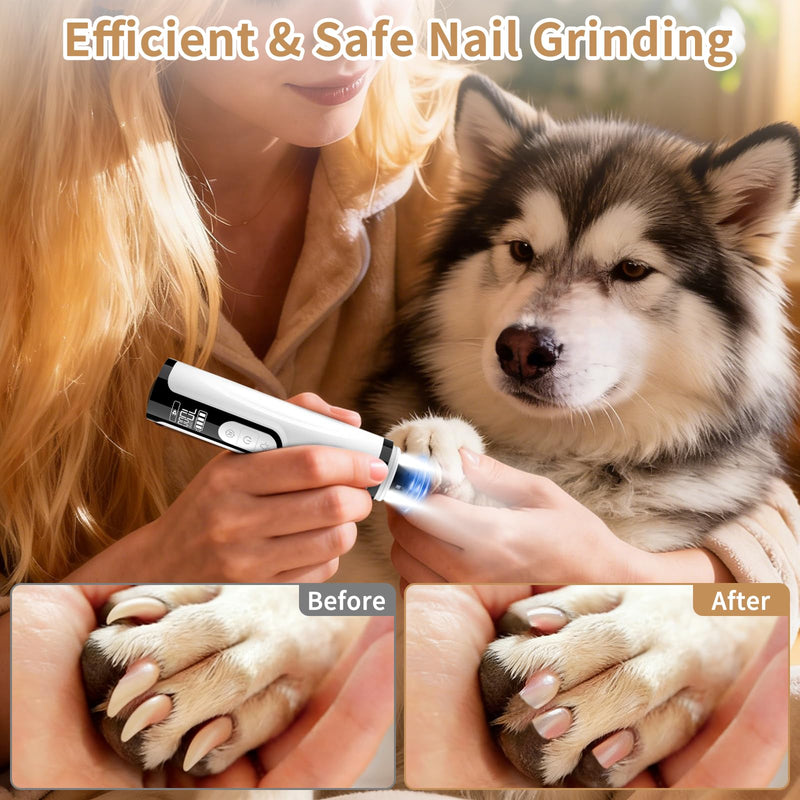 Upgraded 2026 3-Speed Dog Nail Grinder,Ultra-Quiet Rechargeable USB Trimmer with LED Lights & Battery Display –Painless Grooming for Dogs &Cats with Thick Nails &Sensitive Paws for Small to Large Pets - PawsPlanet Australia
