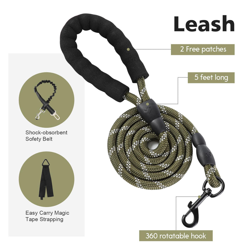 No Pull Tactical Dog Harness for Large Dogs, Escape Proof Molle Dog Vest Harness and Leash Set, Adjustable Military Service Dog Harness with Handle for Medium Large Dogs(Green, M) Green - PawsPlanet Australia