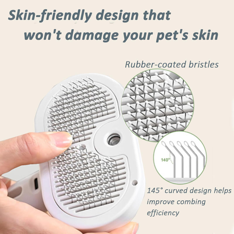Fresh Fur Shower Brush, 3 In 1 Self Cleaning Pet Spray Hair Removal Comb, Pet Steamy Shower Brush + Bathing Solution, Removes Loose Hair & Reduces Shedding, for Long & Short Haired Pets (White) White - PawsPlanet Australia