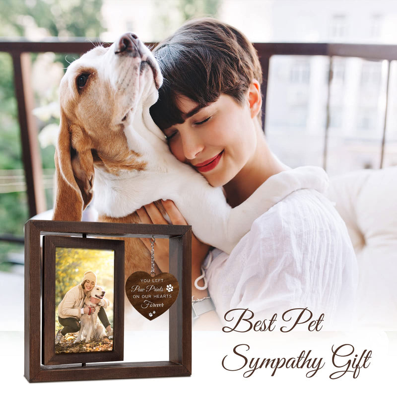 Dog Memorial Gifts for Loss of Dog - Rotating Wooden Picture Frame for 4x6 Photo - Pet Memorial Gifts for Dog Cat - Dog Loss Sympathy Bereavement Remembrance Gift - PawsPlanet Australia