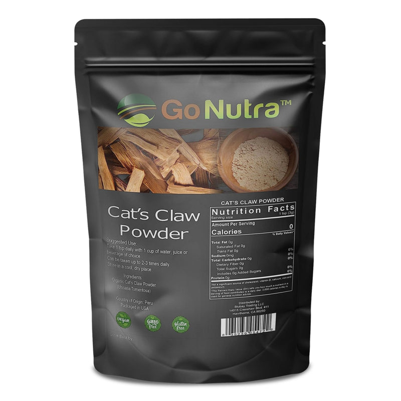 Go Nutra - Cat’s Claw Powder, Pure Cats Claw Herbal Supplement Wildly Harvested from Peru, All Natural UNA de Gato for Water, Tea, Juice, and More, Non-GMO, Gluten-Free, Vegan, 8 oz 8 Ounce (Pack of 1) - PawsPlanet Australia