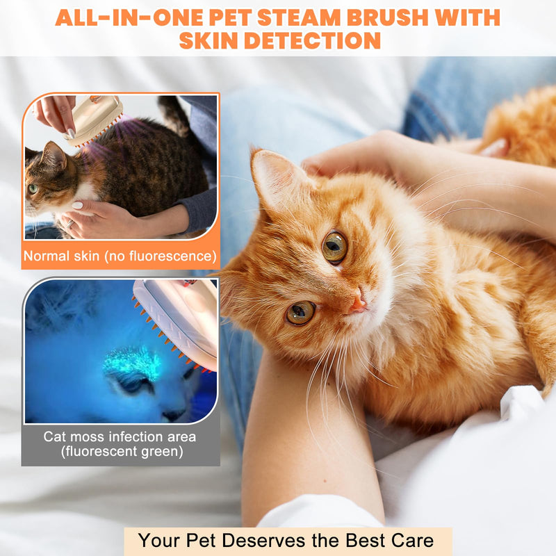 5 in 1 Cat Steam Brush for Shedding with Skin Detection, Rechargeable Pet Spray Hair Removal Comb for Cats Dogs Long Short Haired Pets, Steaming Dog Brush for Shedding Massaging Grooming - PawsPlanet Australia