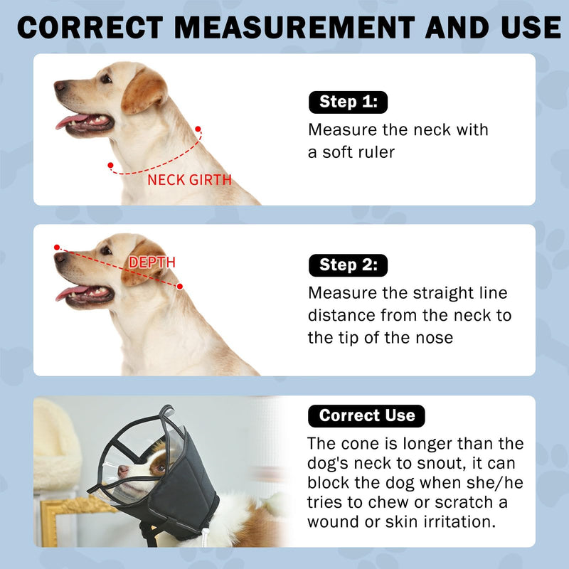 SCENEREAL Dog Cone for Dogs After Surgery, Adjustable Dog Cone Collar Alternative to Stop Licking for Wound Care, Spay, Neuter, Soft Recovery Cone for Medium Large Size Dog, E-Collar Neck Collar XL (Neck: 17.5"-21") Black - PawsPlanet Australia