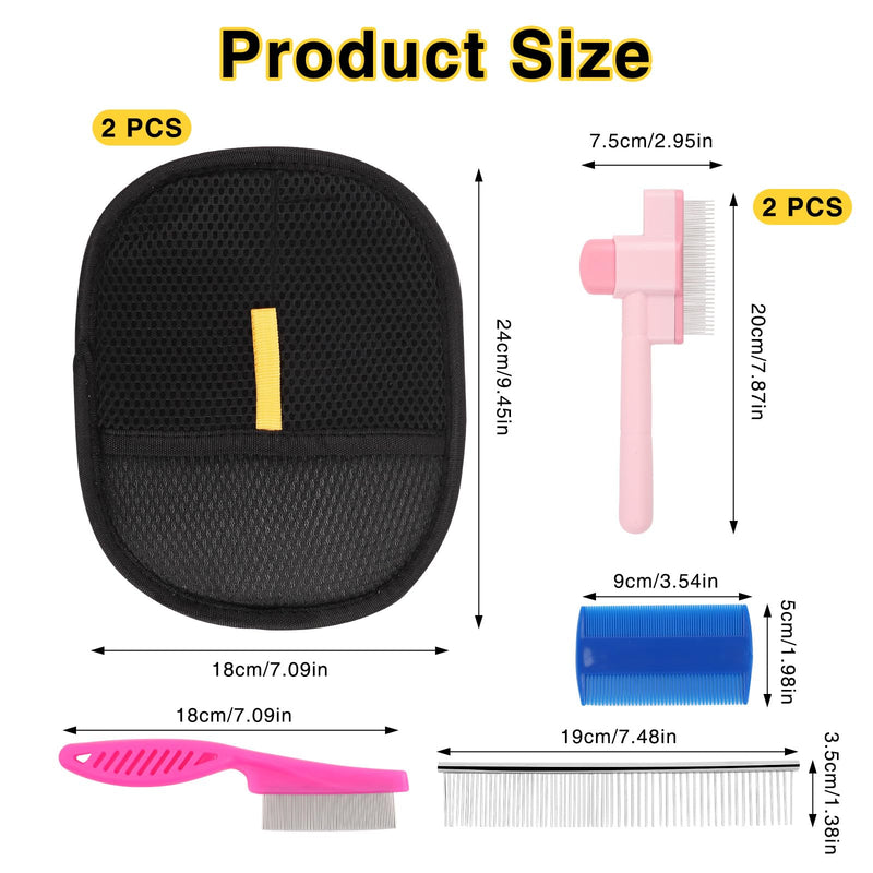 2 Pcs Pet Hair Removal Gloves, Reusable Electro Static Pet Hair Cleaning Gloves with 5 Pcs Pet Comb, Suitable for Couch, Furniture, Carpet, Car Seat - PawsPlanet Australia