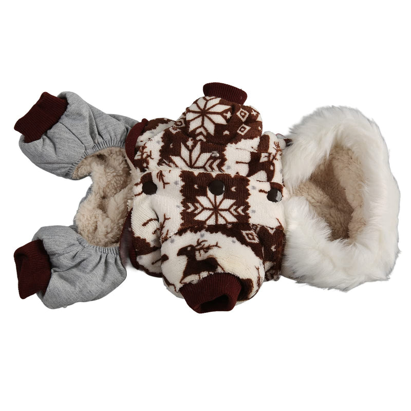 Christmas Dog Hooded Coat Thick Snowflake Elk Dog Winter Jacket for Small Medium Dogs (M)