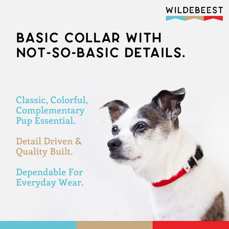 Dog Collar, Lightweight, Heavy Duty Dog Collar with Buckle, Fabric Pet Collar, Breathable & Adjustable Puppy Collar, Dog Collars for Medium Dogs (Red, Medium - 10-16 Inch) - Wildebeest Medium (10-16 Inch) Red - PawsPlanet Australia