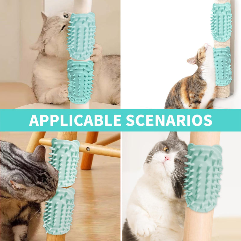 2Pcs Cat Self Grooming Brush, Pet Tickling Artifact for Cats Tickling Comb Pet Brush for Long Short Hair Cat Dog Tickling Tool, Reduce Shedding, Scratching and Itchiness, Silicone Cat Self Scratcher Blue - PawsPlanet Australia