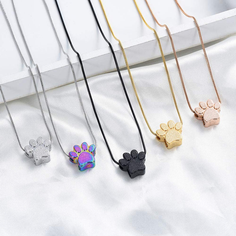 Pet Urns For Dogs/Cats - Pet Urn - Pet Ashes Necklace - Paw Print Urn Necklace with Mini Keepsake Urn Memorial Ash Jewelry Rose Gold-1 - PawsPlanet Australia