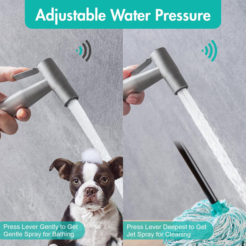 BARROCK Handheld Bidet Sprayer for Toilet, Stainless Steel Metal Made Baby Cloth Diaper Spraying Kit, Bathroom Toilet Bidet Attachment Set for Bathing Pets and Feminine Hygiene, Brushed Nickel 1