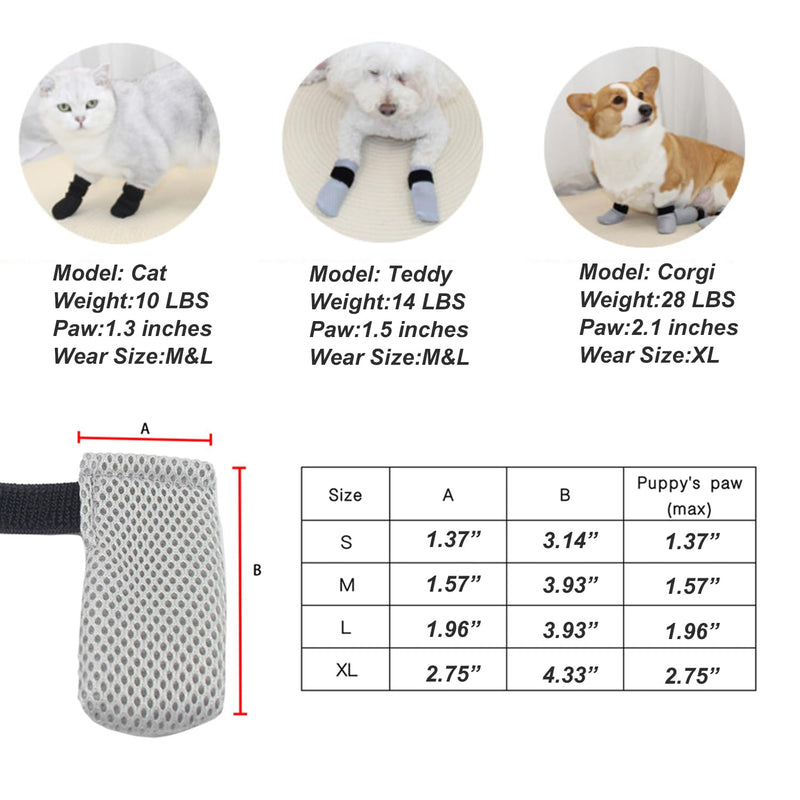 HDKUW Cat Anti-Scratch Shoes, Pet Scratch Deterrent Boots for Cats Small Dogs, Grooming Cat Accessories Nail Gloves, Adjustable Cat Claw Cover for Bathing Shaving Treatment Checking Gray S Paw Width:1.1"-1.3" - PawsPlanet Australia
