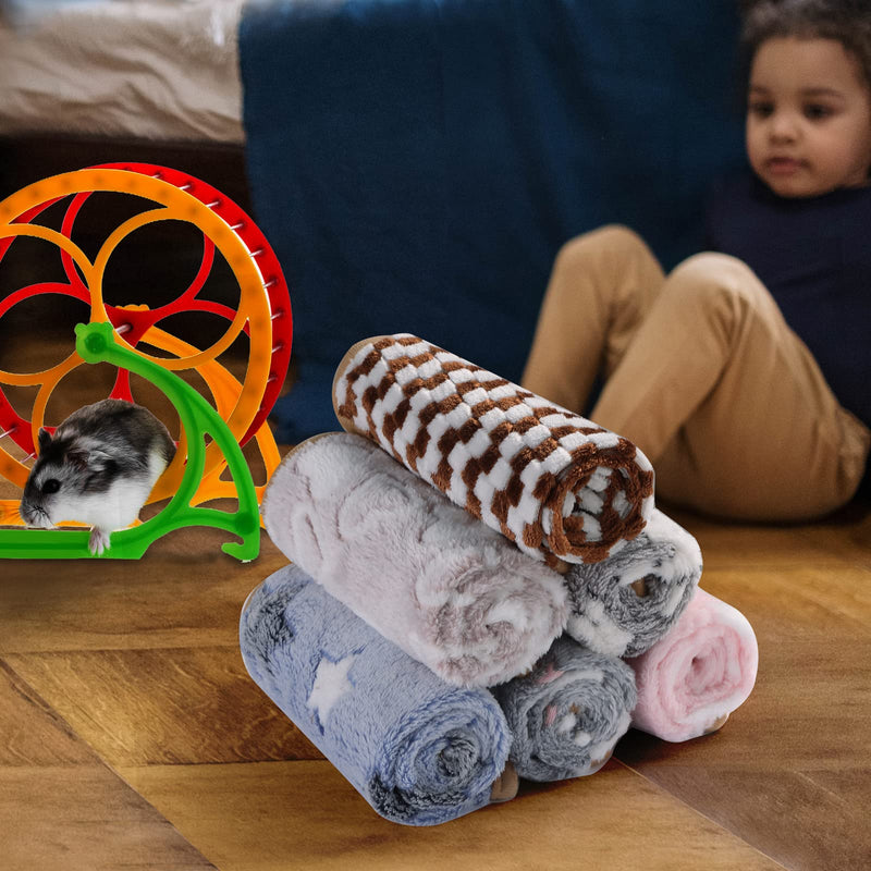 Guinea Pig Fleece Blankets 6 Pieces Waterproof & Washable Small Animal Cage Liners Sleep Mat Bedding Pad for Hamster Chinchilla Rabbit Hedgehog (S-7.9 x 7.9 Inch) S-7.9 x 7.9 Inch