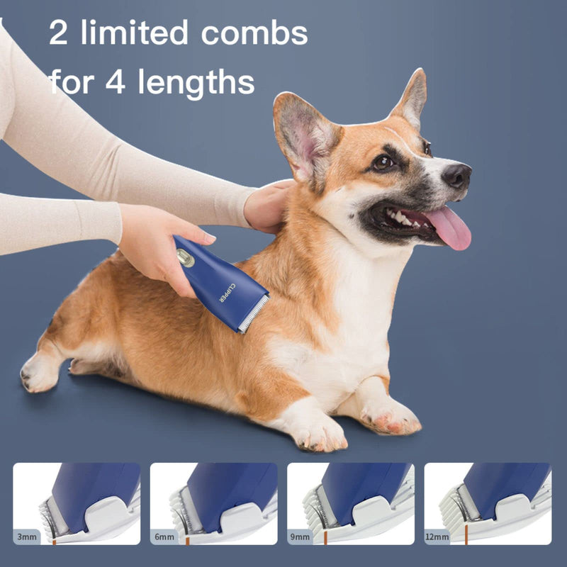 Dog Grooming Kit Clipper for Thick Coat Low Noise Cordless Cat Hair Trimmer Rechargeable Shaver Pet Grooming Tools for Small and Large Animals L006-blue - PawsPlanet Australia