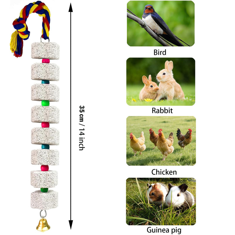 2 Pack Mineral Block Chicken Chewing Toy, KABASI Bird Beak Grinding Calcium Stone with Bells, Chicken Coop Accessories for African Grey, Budgies Cockatiels Parrot Hens Geese Ducks Hamster Rabbit - PawsPlanet Australia