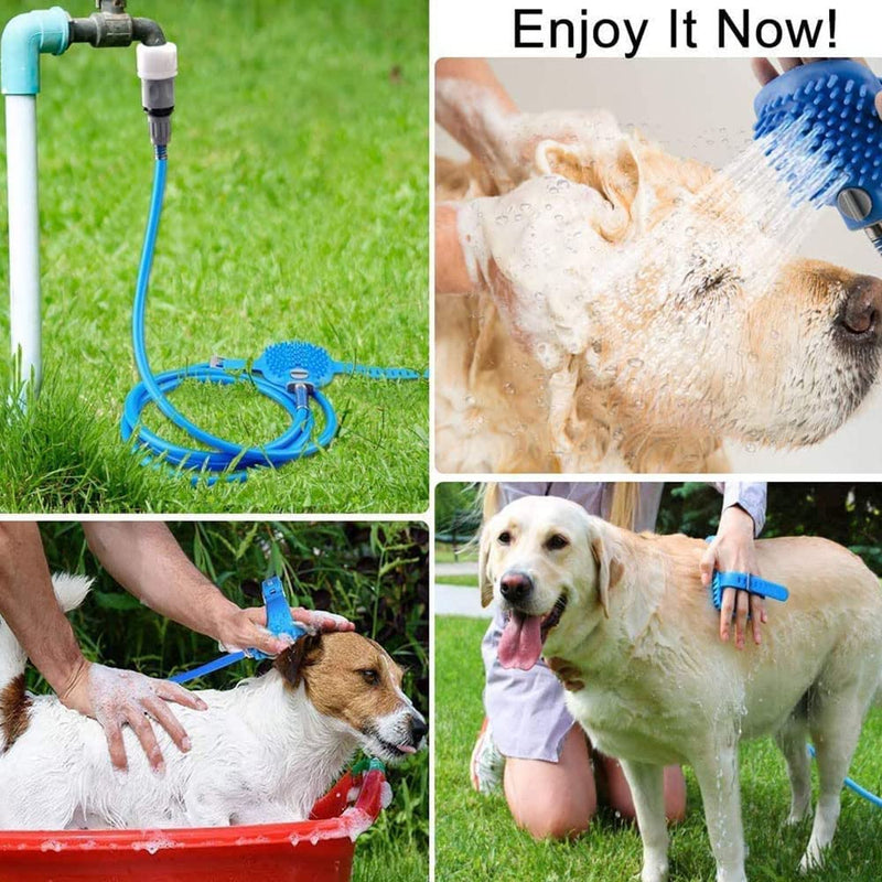 Pet Shower Sprayer Bath Massage Brush,Dog Shower Sprayer Attachment Set Dog Wash with Hose and Shower Attachment Dog Shower Sprayer,for Pet Bathing Washing Outdoor Indoor(2.5 m,Blue) - PawsPlanet Australia