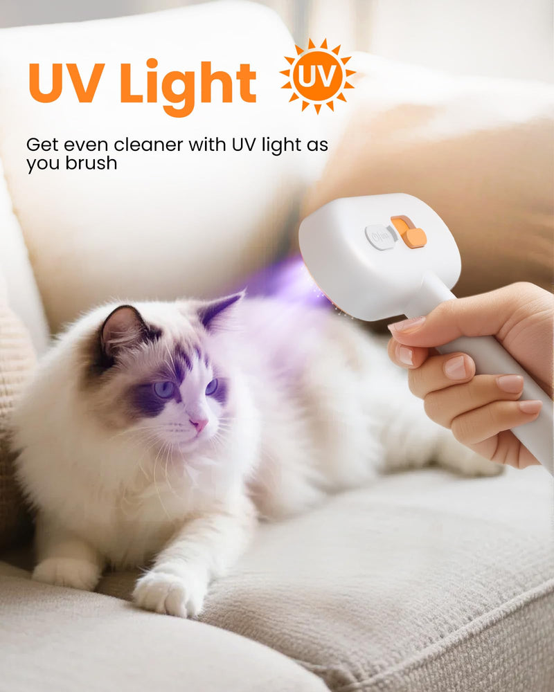 Cat Steam Brush, Self Cleaning Cat Brush for Shedding, 3 in 1 Pet Spray Hair Removal Comb, Pet Steam Brushes for Long and Short Haired Dog, Cool Mist Only with Empty Bottle