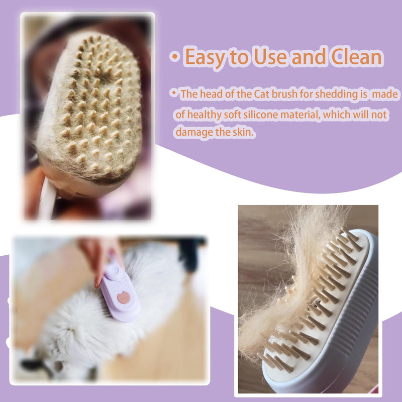 3 in 1 Cat Steam Brush for Shedding & Grooming with Foldable Handle Pet Spray Hair Removal Comb Spritz Defur Comb for Cats Water Brush for Long & Short Haired Pets NEW White - PawsPlanet Australia
