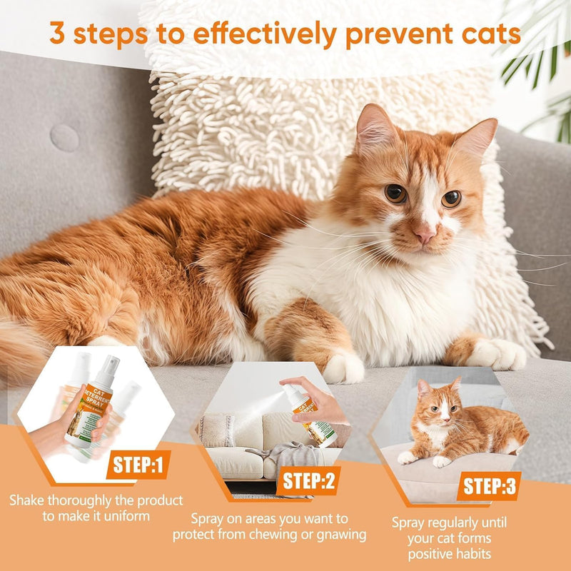 Cat Deterrent Spray 2 Pack, Natural Non-Toxic Plant Based Anti-Scratch & Anti-Marking Spray for Cats & Kittens, Orange Scent Pet Training Aid, Safe for Pets, Indoor Outdoor Furniture, Protector - PawsPlanet Australia