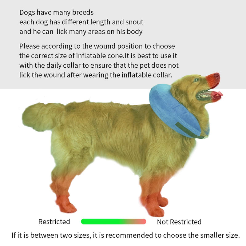 MCHY Inflatable Dog Cone,Adjustable Recovery Collar for Dogs After Surgery,Prevent from Biting & Scratching,Not Block Vision (Blue, L-Neck 15''- 20'') L-Neck 15"- 20" Blue
