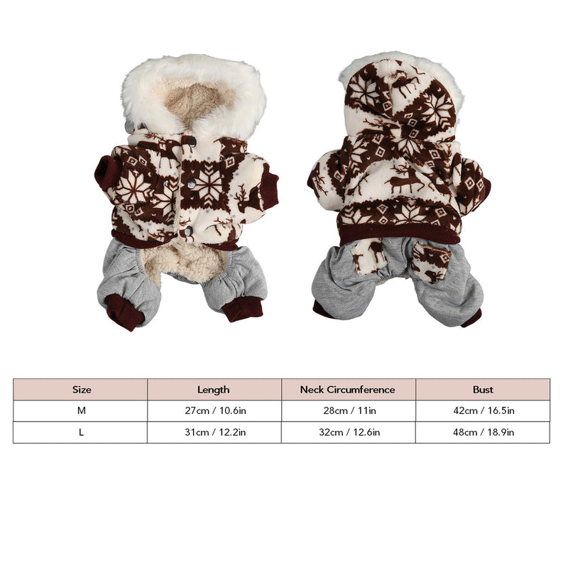 Christmas Dog Hooded Coat Thick Snowflake Elk Dog Winter Jacket for Small Medium Dogs (M) M