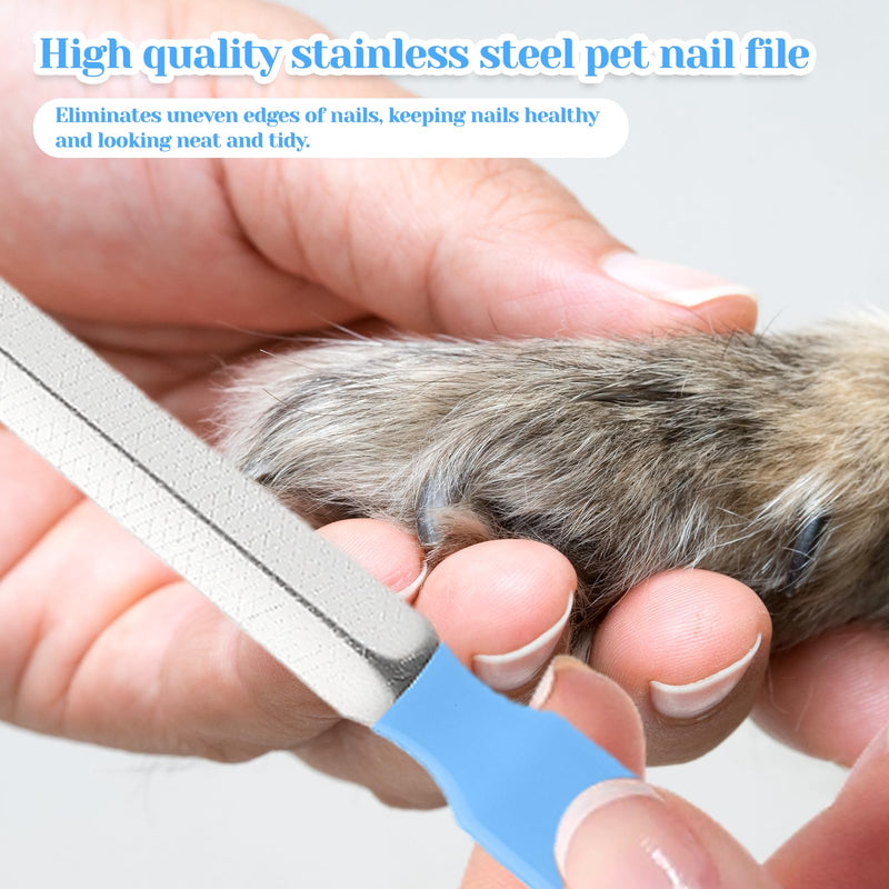Small Dog Nail File Set, 3Pcs Professional Nail Grooming Tool, Metal Emery Boards, Pet Filer for Small Dog, Cat and Kitten, Smoothing Rough Edges of Pet’s Nails, Remove Burs（5.5inch, Blue） - PawsPlanet Australia
