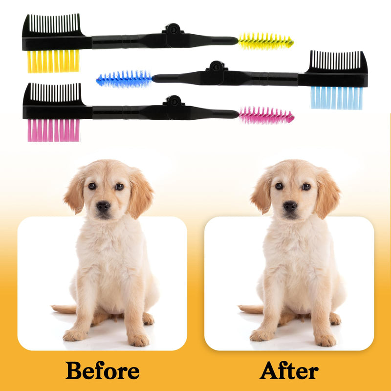 3 Pcs Eye and Tear Stain Grooming Combs - Removing Crust, Mucus, and Fleas for Pets Pink, Blue, Yellow - PawsPlanet Australia
