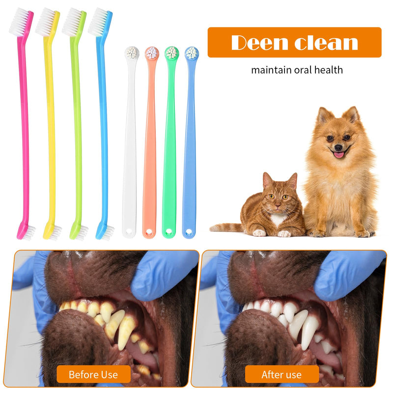 Tyqour Pack of 8 Small Dog Toothbrushes Small Soft Dog Toothbrush for Small Dogs Cats Toothbrush Mini Portable Pet Cats Cat Toothbrush for Cats Dogs Puppies Kittens Small Breeds