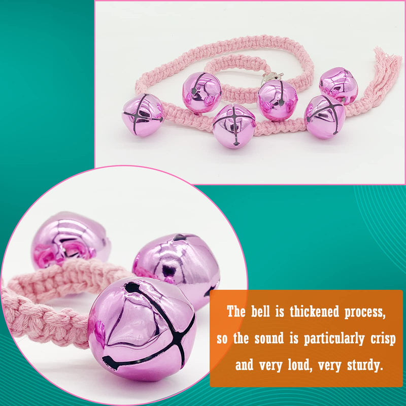 Dog Hanging Doorbells| 6 Extra Loud Dog Potty Training Bells| Adjustable Durable Braided Rope Door Bell for Dogs to Ring to Go Outside(Pink, Large) Pink - PawsPlanet Australia