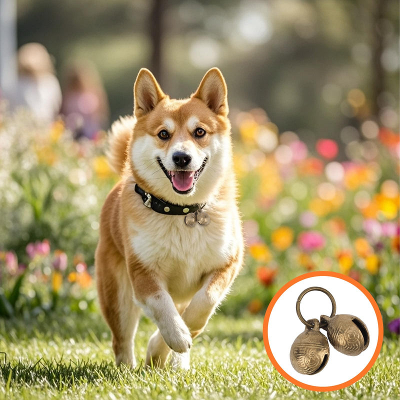 2pcs Extra Loud Copper Dog Bells, Collar Brass Pet Bells Vintage Copper Collar Charms Pendant Pets Pendant Accessories for Little Dogs & Cats - PawsPlanet Australia