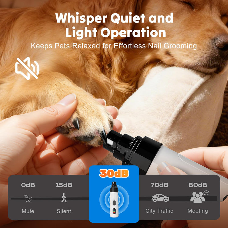 Silent Dog Nail Grinder, Whisper Quiet Claw Trimmer for Sensitive Pets, Safe & Stress-Free Nail Grooming for Dogs and Cats - PawsPlanet Australia