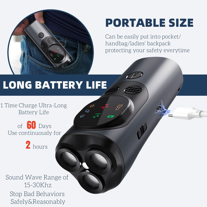 Ultrasonic Dog Trainer - Rechargeable Dog Bark Deterrent Devices with 3 Emitters, Anti Barking Device Use Up to 50ft Long Range | Safe for Dogs | Easy to use - PawsPlanet Australia