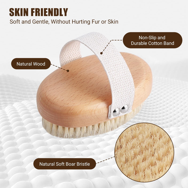 Soft Boar Bristle Pet Palm Brush for Short Haired Dogs and Cats with Band, Reduce Shedding, Ergonomic Dog Brush, Easy to Hold and Reduces Stress On Your Wrist | Ideal for Daily Grooming Wood - PawsPlanet Australia