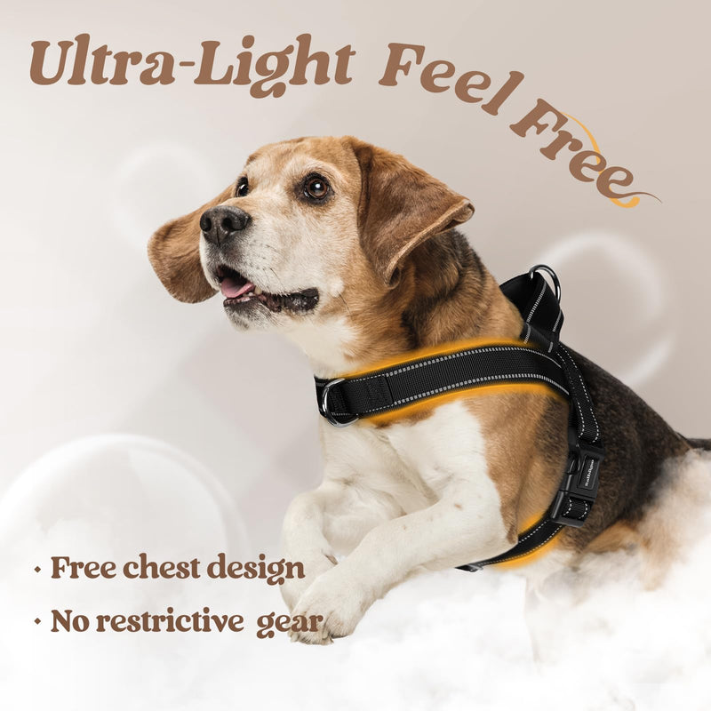 rabbitgoo Dog Harness No Pull, Quick Fit for Small Dogs with Soft Padded Handle, Chest Adjustable Reflective Pet Vest, No Choke Escape Proof for Walking Training, Black S - PawsPlanet Australia