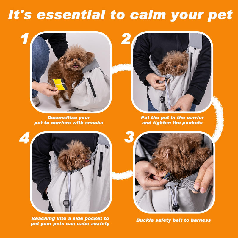 Dog Carrier Sling,Dog Carriers for Small Dogs & Cats Up to 20lbs,Puppy Carrying Backpack Pet Purse with Pockets,Adjustable Shoulder Strap,Hands Free for Travel (Grey) Grey - PawsPlanet Australia