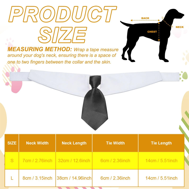 QUARKZMAN Cat Dog Tie with Collar Cute Tuxedo Bow Tie with Handmade Adjustable White Collar Formal Cat Tie (Pure Black S) Suitable