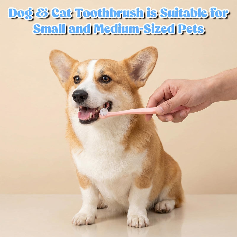4pcs Small Dog & Cat Toothbrush, Pet Toothbrush Mini Head Soft Tooth Brush Deep Clean Puppy Tooth Brushing Kit for Small to Large Dogs Cats Portable Travel Friendly and Easy to Use