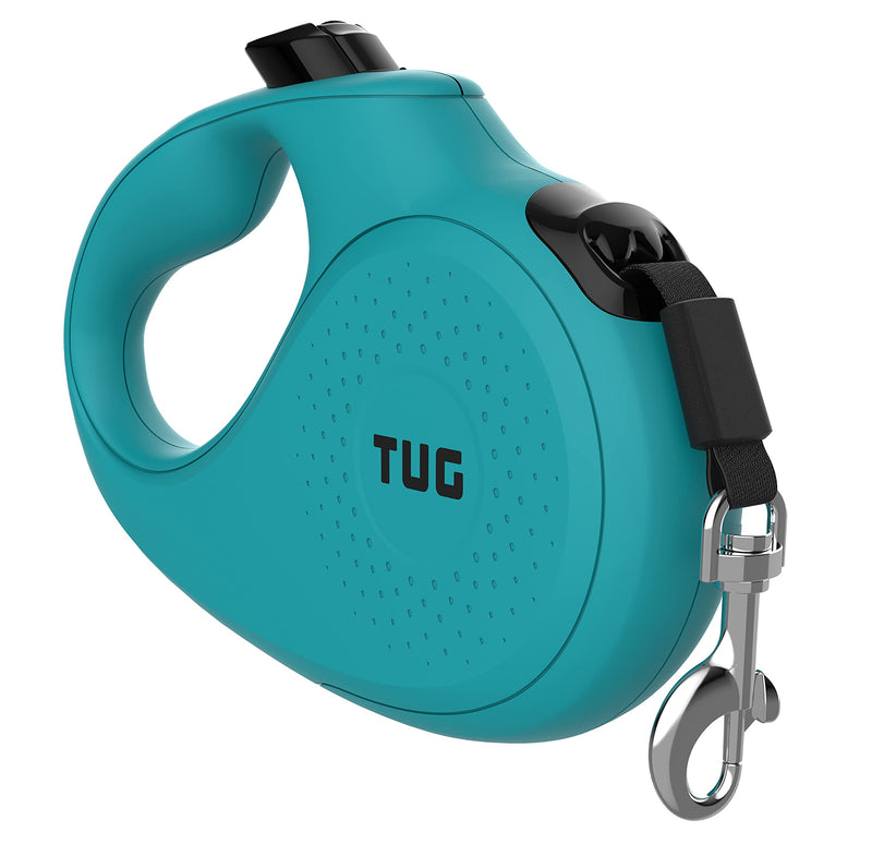 TUG Monochrome 360° Tangle-Free Retractable Dog Leash | 16 ft Strong Nylon Tape (Medium, Aqua) Medium, 16 ft