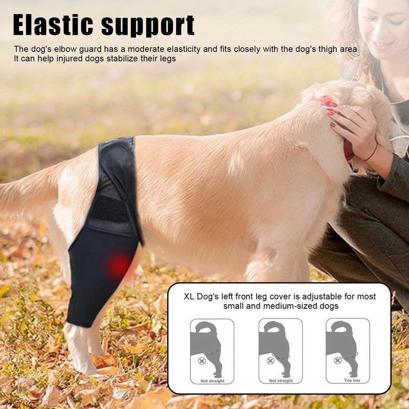 XL Lick Protection for Dogs, Adjustable Dog Bandage, Rear Leg (Black), Knee Support for Dogs with Leg Protection, Supports Front and Rear Legs, Ideal for Incontinence, Wounds and Joint Problems