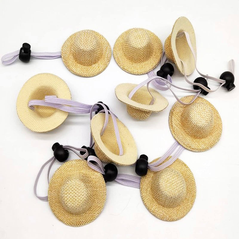 Soochat Pet Straw Hat, Mini Straw Hat with Adjustable Elastic Chin Strap, Snake Hamster Lizard Guinea Pig Knitted Hat Small Reptile Animal Decoration Supplies Accessories 2Pcs - PawsPlanet Australia