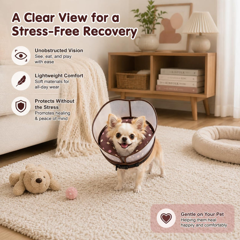 Avont 2-in-1 Inflatable Dog Cone Collar with Transparent Shield, Soft Donut E-Collar Alternative After Surgery to Stop Licking, Recovery Cone for Small Dogs - Donut (S) S(Neck: 3.94"-7.09")