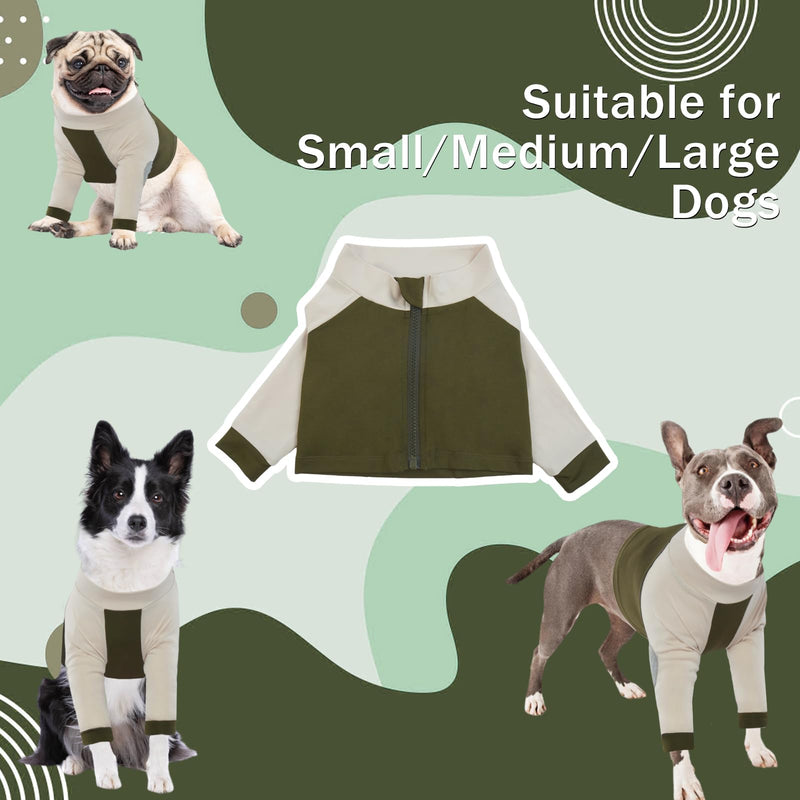 LeLePet Dog Body Suit After Surgery, Dog Front Leg Sleeve Post-Operative Wound Protection, Stretchy Medical Recovery Suit for Large Dogs, Army Green XL