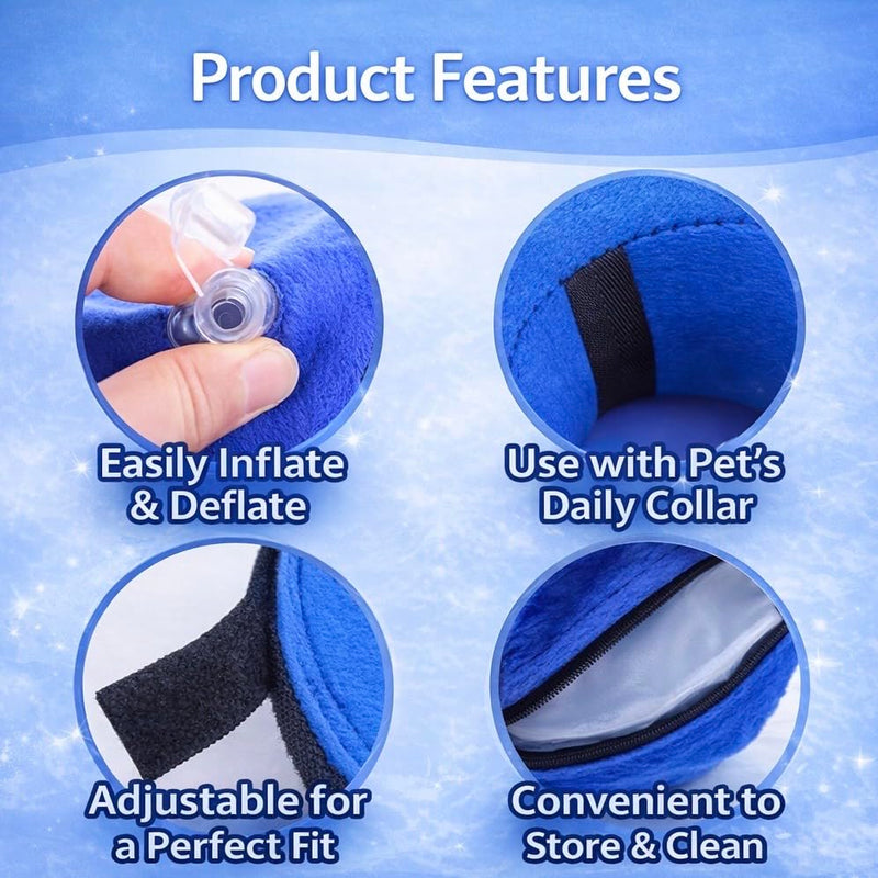 Inflatable Dog Cone Collar Alternative – Soft Recovery Donut E-Collar for Small, Medium, and Large Dogs & Cats After Surgery (Blue, L [18"-24"]) Blue L [18"-24"]