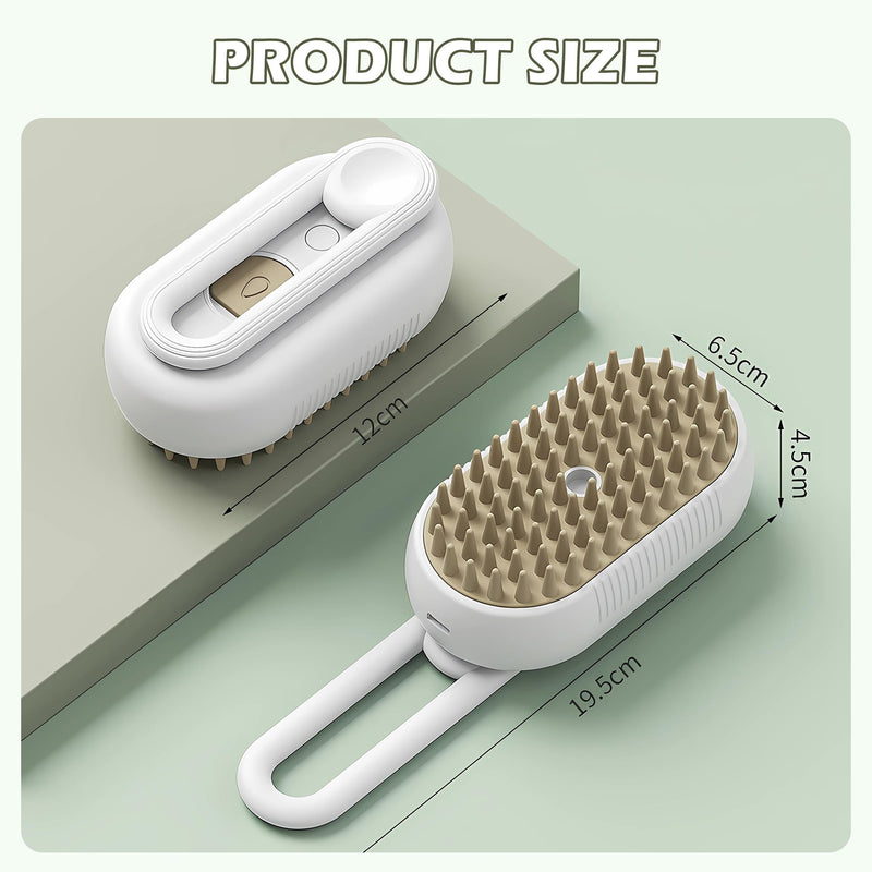 Cat Steam Brush for Shedding, 2025 Upgrade 4 in 1 Steam Pet Groomer Brush for Cleaning, Shedding, Grooming, Massage, Multifunctional Hair Removal Comb for Pet White - PawsPlanet Australia