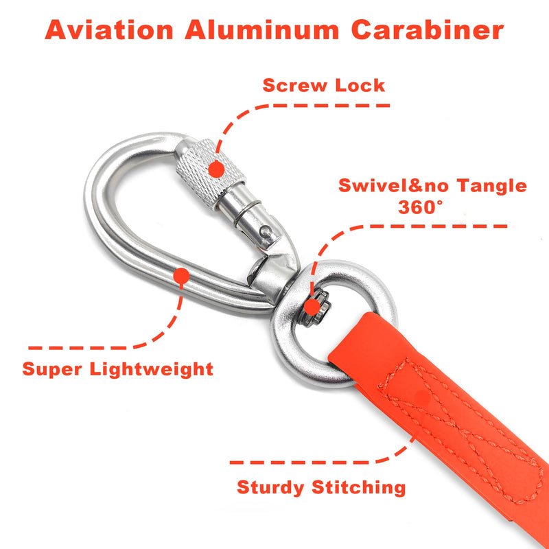 ZALER Long Dog Leash Waterproof Training Leashes 50ft 30ft 20ft 15ft 10ft 6ft, Odor Proof Recall Long Line Lead with Aviation Aluminum Carabiner Clip for Small, Medium, Large Dogs (20FT, Orange) - PawsPlanet Australia
