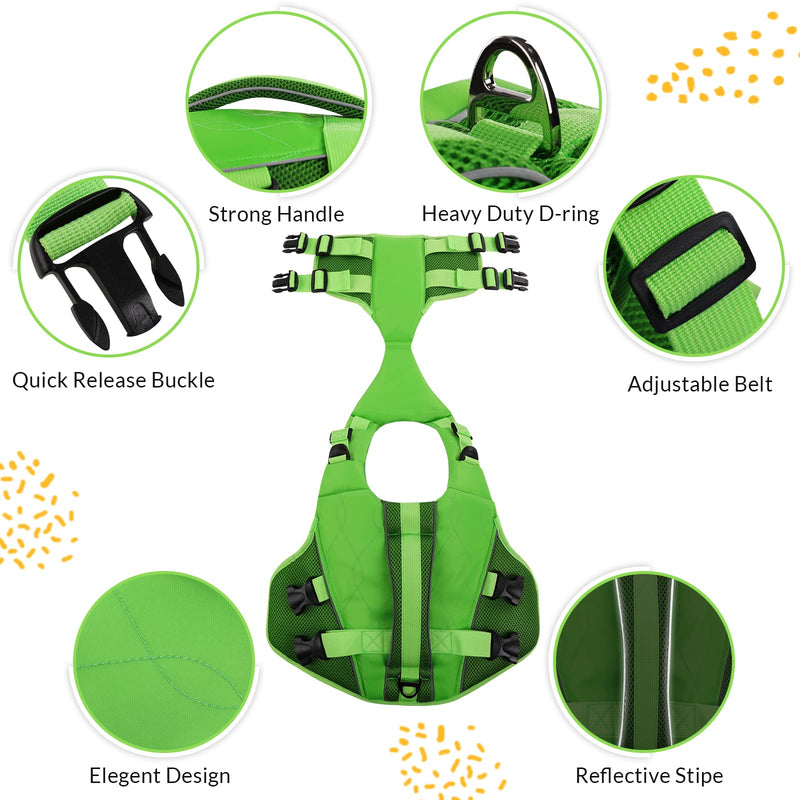 ASENKU Dog Life Jacket - Pet Safety Vest for Swimming & Boating, Shark Life Jacket with Floatation, Dog Lifesavers Swimsuits for Small Medium Large Dogs (Green, S) Green - PawsPlanet Australia