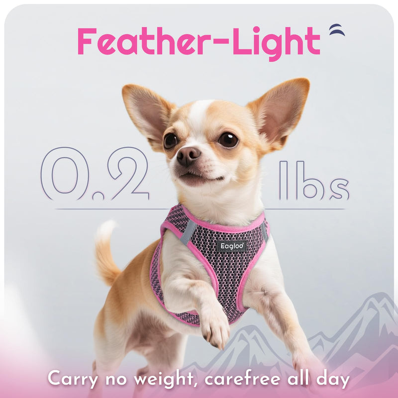 Eagloo Small Dog Harness and Leash Set, Step in Puppy Vest with Breathable Soft Mesh, Walking Reflective Pet Harness for Small Dogs, Pink, S S(Chest:15.1"-16.5") - PawsPlanet Australia