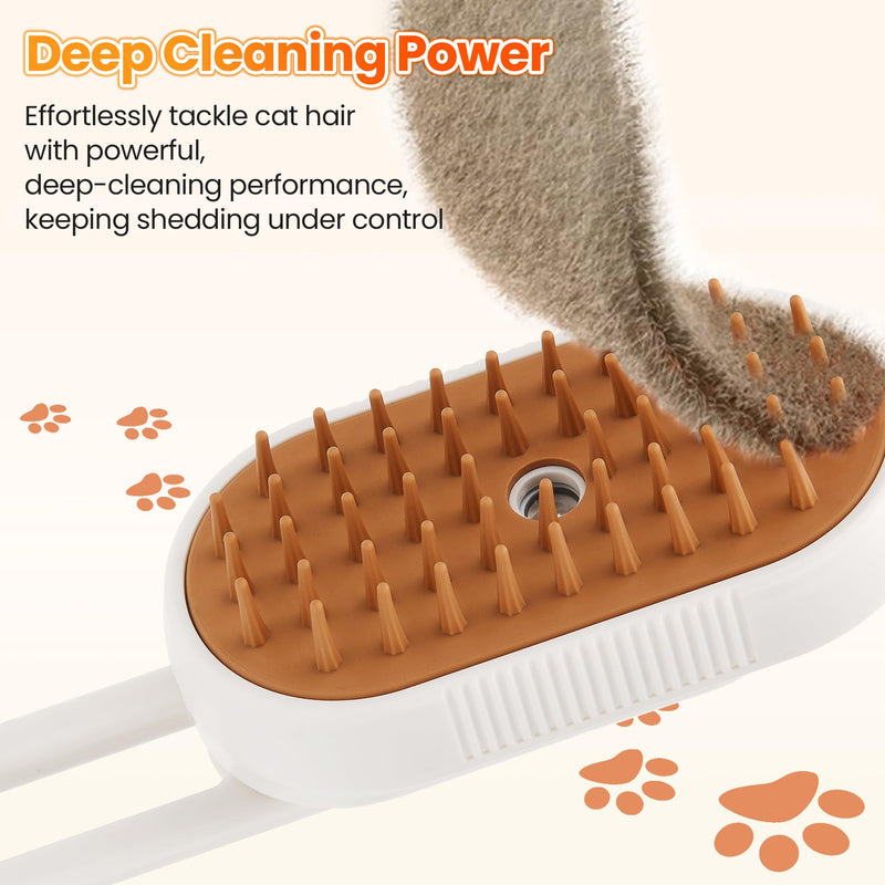 Cat Steam Brush for Shedding, 4-in-1 Rechargeable Steam Pet Brush for Cats & Dogs, Anti-Static, Gentle Fur Removal & Combing, Ideal for Short & Long Hair Pets, Easy to Use - PawsPlanet Australia