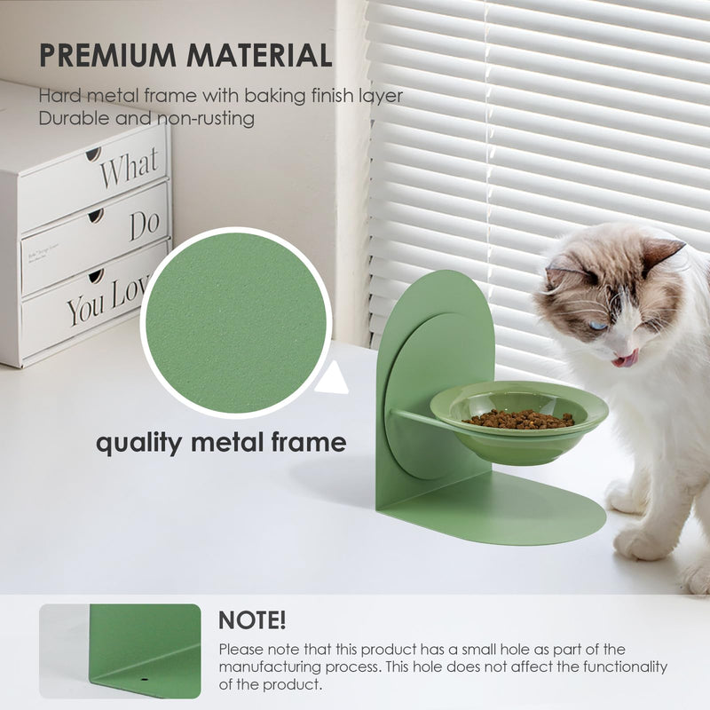2-Pack Adjustable Cat Bowls with Magnetic Iron Stand & Ceramic Bowls – Dual Height & Angle Adjustable, Non-Slip Design for Comfortable Feeding 2PCS-Green
