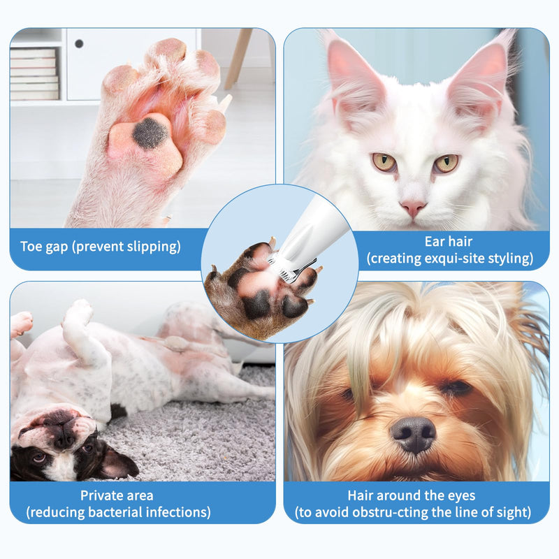 Upgraded Dog Paw Trimmer with LED Light, Low Noise Cat Clipper for Grooming, 18mm Widen Blade Digital Display Pet Paw Trimmer for Paws, Ears, Face, Waterproof Rechargeable Paws Clipper for Dog Cat White & Black a