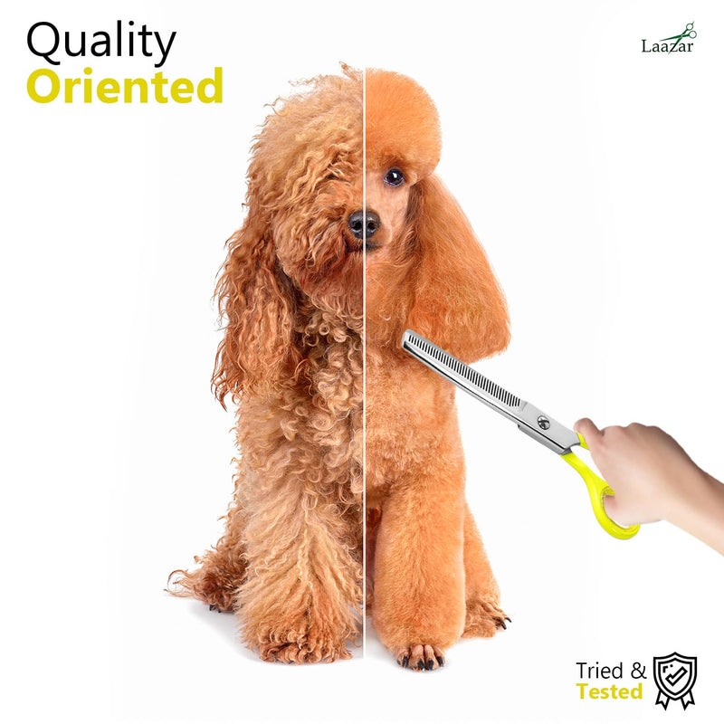 Laazar Dog thinning shears for dogs - Sharp Stainless Steel Blades with Colorful Handles, Safe and Easy-to-Use With Beautiful results, Long Lasting dog grooming thinning shears - PawsPlanet Australia