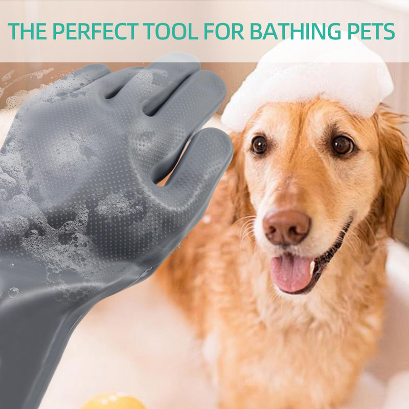 Dog Washing Gloves Finger Toothbrush,2-in-1 Pet Shower Set,Dog Bath Gloves with Extended Length,Comfortable Dog Bath Gloves for Gentle Bathing Efficient, Multifunctional Silicone Pet Gloves - PawsPlanet Australia